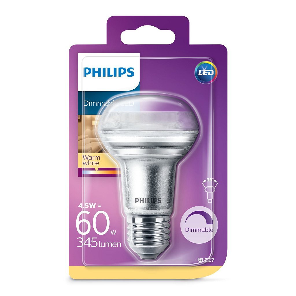 Gemarkeerd Onderverdelen jongen Philips Dimbare LED Reflectorlamp 4,5W-60W E27 Warmwit - Euro Winkel